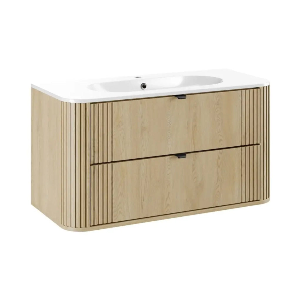 Set da bagno KORI: mobile sotto lavabo 100cm + lavabo da incasso