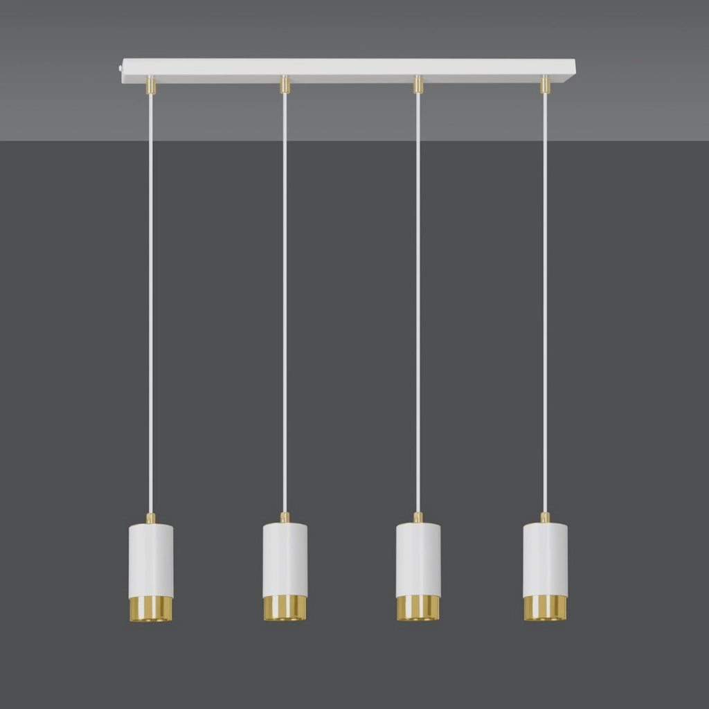 Lampada a sospensione Fumiko in acciaio bianco e oro