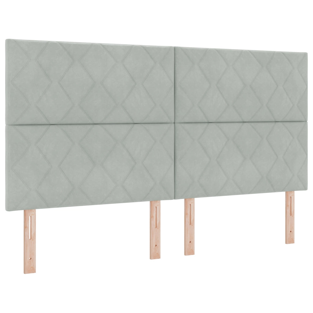 Letto Box Spring con Materasso Grigio Chiaro Super King in Velluto