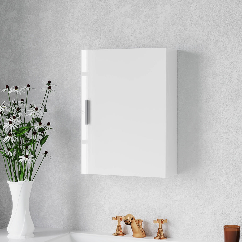 Armadietto Bagno Sospeso in Legno con Ripiani in Vetro ¨C Minimal ¨C Bianco 40x15x55 cm