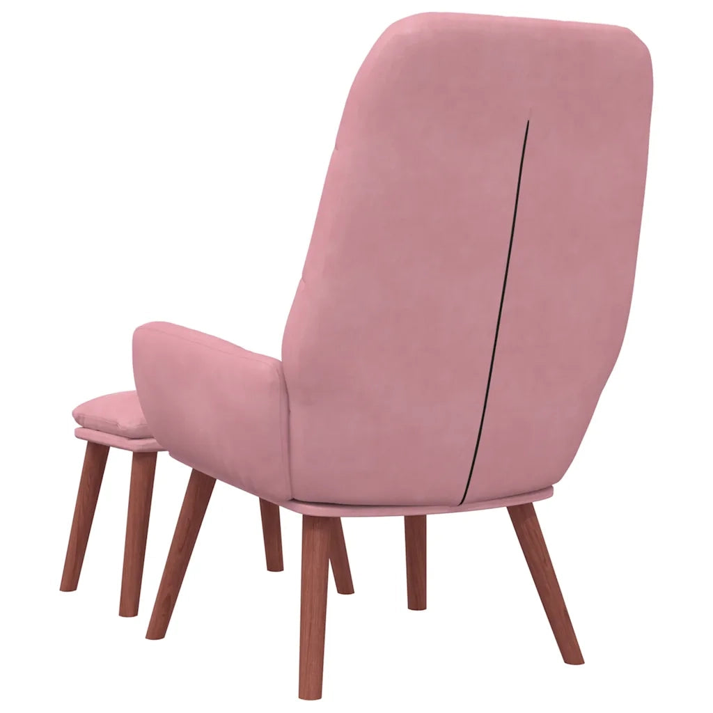 Divano Sedia-Poltrona Relax con Poggiapiedi Rosa in Velluto 409959
