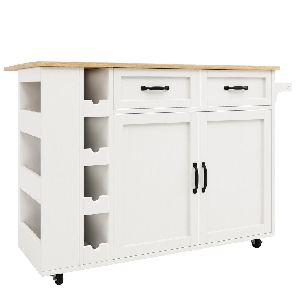 Carrello da Cucina con Presa Elettrica e Cantinetta Vino ¨C Xylo ¨C Bianco, Effetto Legno