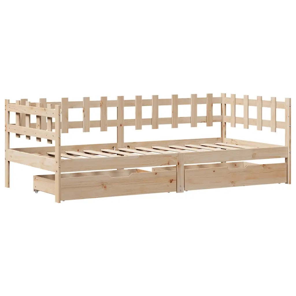 Dormeuse con Cassetti 90x190 cm in Legno Massello Pino 3302130