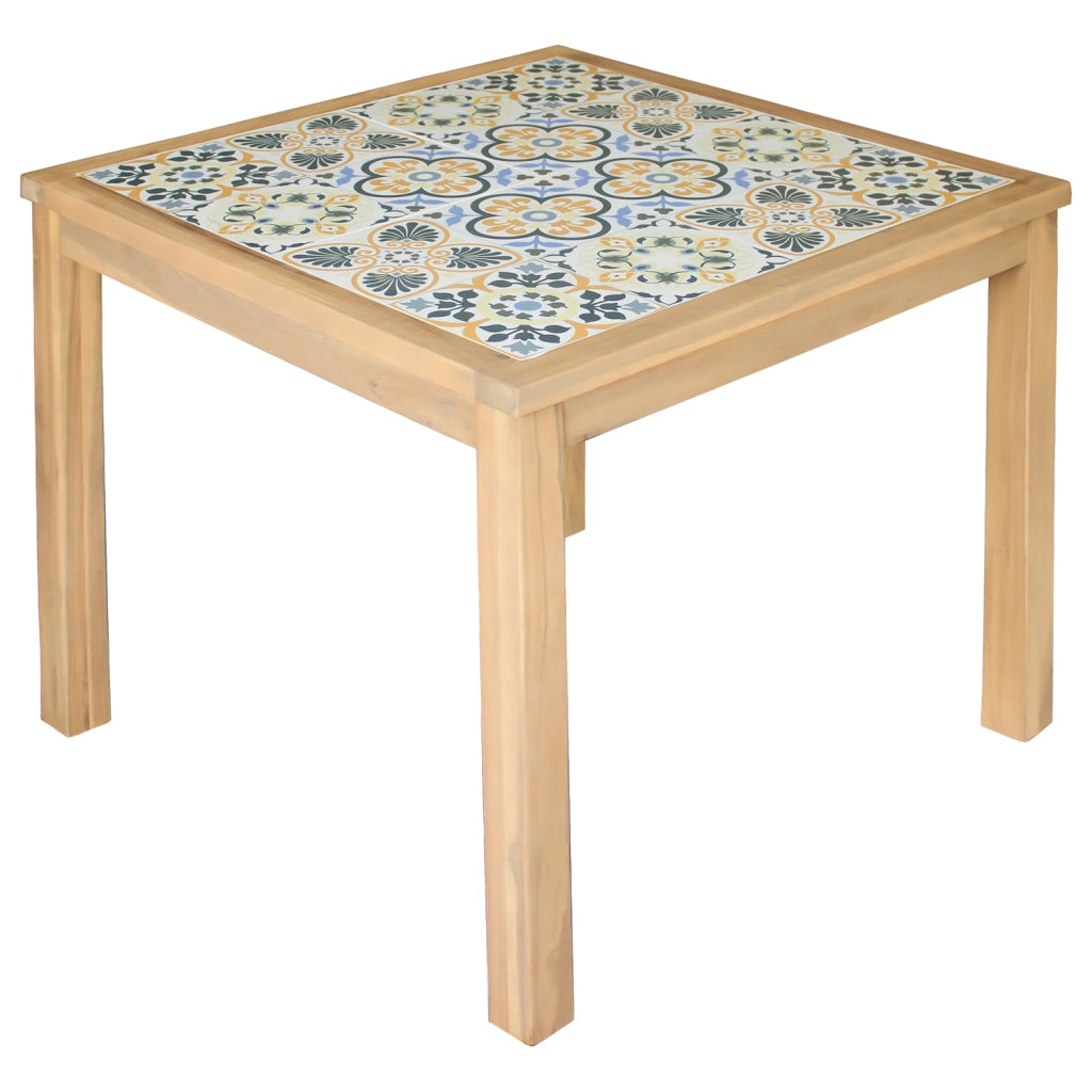 Tavolo e sedie da giardino FARO a 4 posti in acacia e ceramica