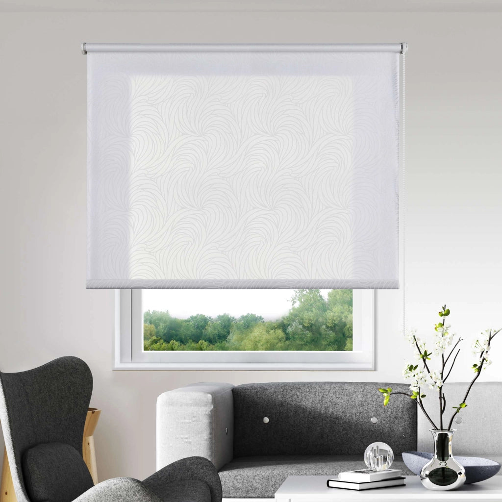 Tenda a rullo filtrante fantasia Bianco Onde 150x180 cm