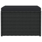 Poggiapiedi da Giardino con Cuscini Nero in Polyrattan 310489