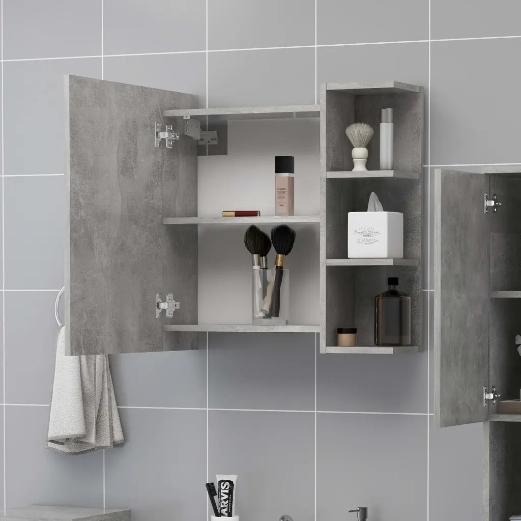 Mobile Bagno | Armadio da bagno Specchio Grigio Cemento 62,5x20,5x64cm Multistrato