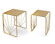 TAVOLINI ORO SET 2 PEZZI DA ARREDO A FANTASIA 35X42HCM/32X39HCM IN METALLO