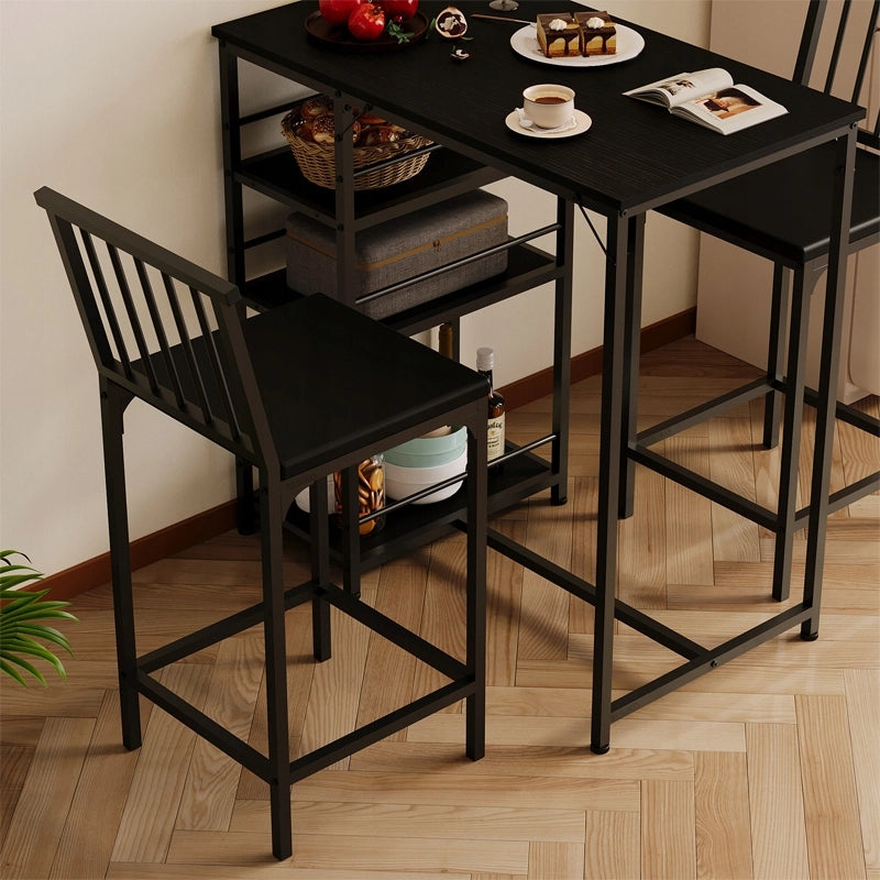 Set bar: tavolo + 2 sedie | nero | stile loft | per cucina/sala da pranzo