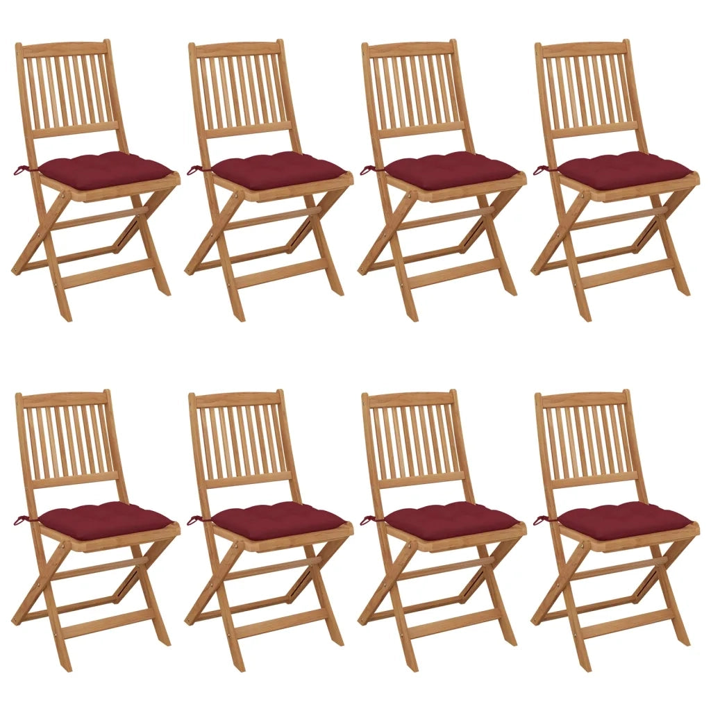 Sedie da Giardino Pieghevoli 8 pz con Cuscini Massello Acacia cod mxl 38912