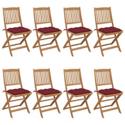 Sedie da Giardino Pieghevoli 8 pz con Cuscini Massello Acacia cod mxl 38912