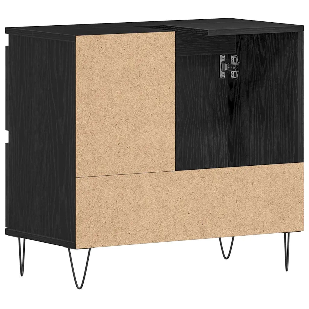 Armadio per Lavabo da Bagno Rovere Nero 65 x 33 x 60 cm 862891