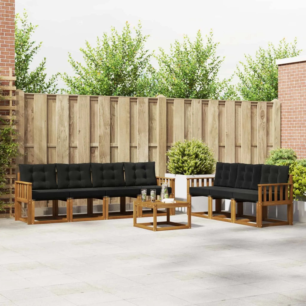 Set di divani da esterno con cuscino 8 pcs Naturale e Nero 3368471