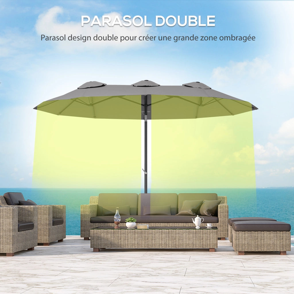 Ombrellone da giardino grande ¨C zephmum ¨C grigio acciaio poliestere 295x152x222 cm