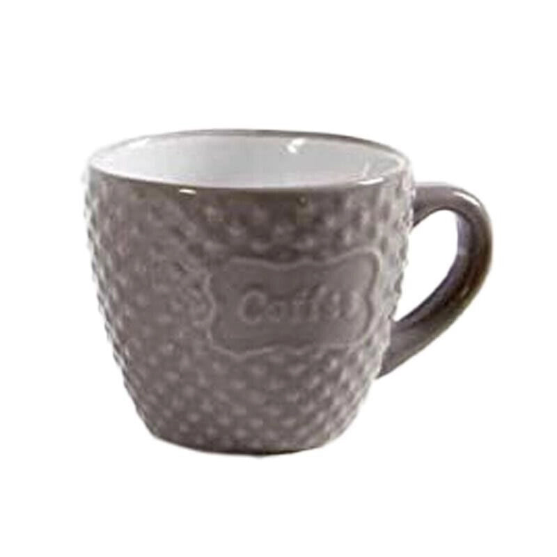 SET 6 TAZZINE CAFFÈ SENZA PIATTINO CON SCRITTA "COFFE" A POIS IN RILIEVO  100CC