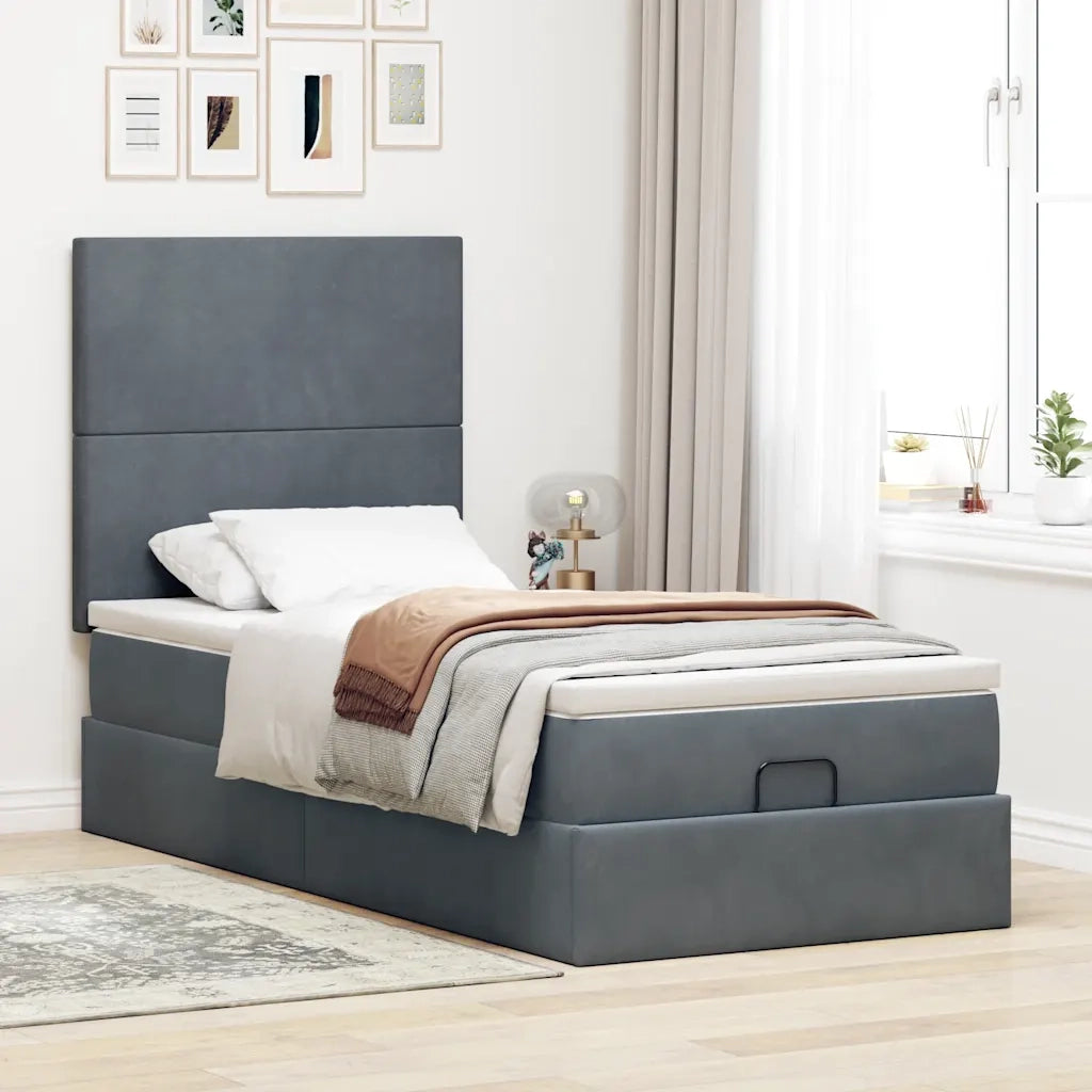 Struttura Letto Pouf con Materassi 90x200 cm in Velluto 3313374