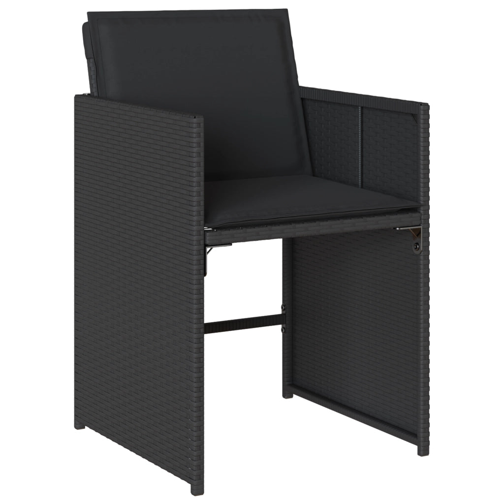 Set da Pranzo da Giardino 5 Pezzi con Cuscini Nero Polyrattan