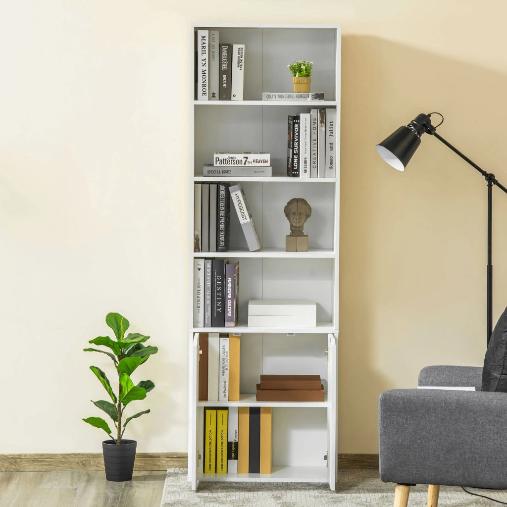 Libreria con ante e scaffali aperti ¨C zephmum ¨C Bianco 59x29x180 cm