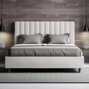 Letto matrimoniale francese senza rete imbottito 140x200 similpelle bianco Agueda