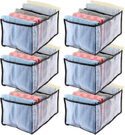 Set di 6 organizzatori per abbigliamento, 7 contenitori supplementari grandi, scatole pieghevoli, cassetti, sistema di organizzazione delle ante (nero)