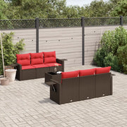 Set Divani da Giardino 7 pz con Cuscini Marrone in Polyrattan 3219913