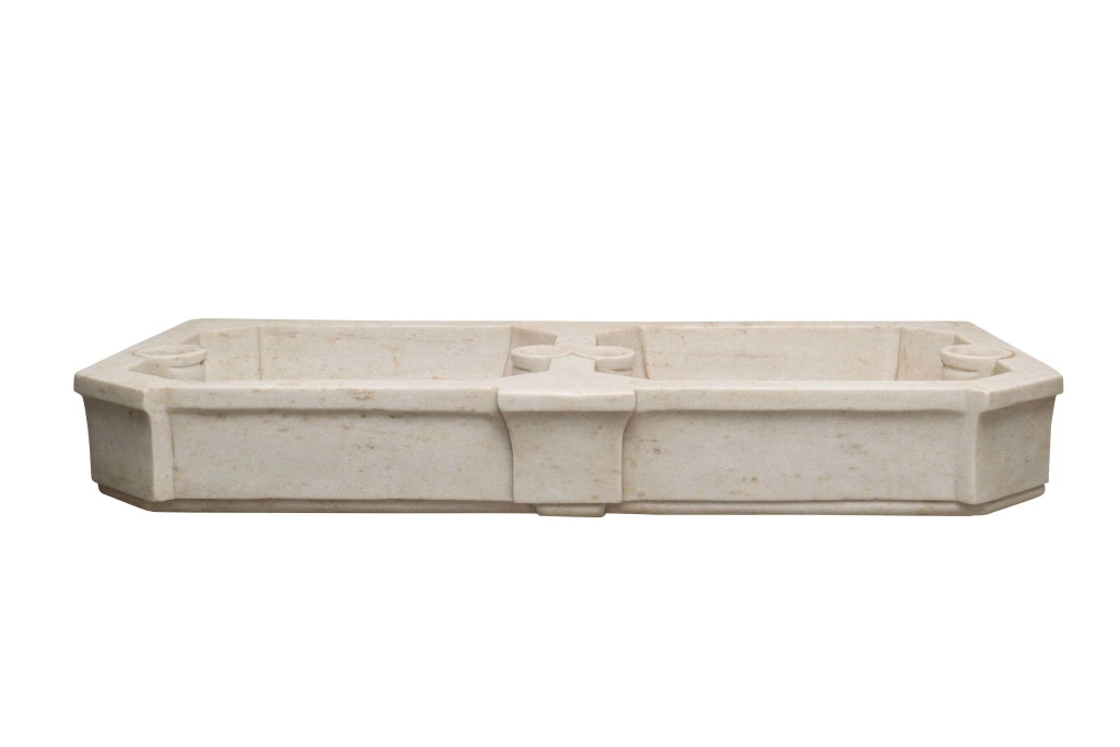 Biscottini Acquaio in marmo bianco 135x56x21 cm Vasca realizzata completamente