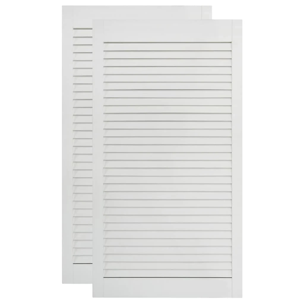 Set di 2 ante a persiana ante per armadi ante per mensole rivestimento per armadio guardaroba bianco 99,3 x 39,4 cm legno di pino massiccio 02_0003911