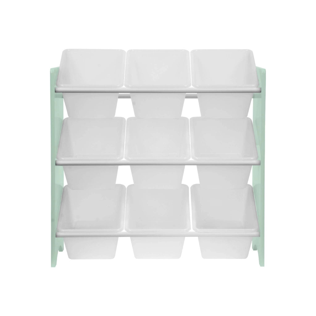 Set di 2 armadi per bambini per giocattoli, verde celadon