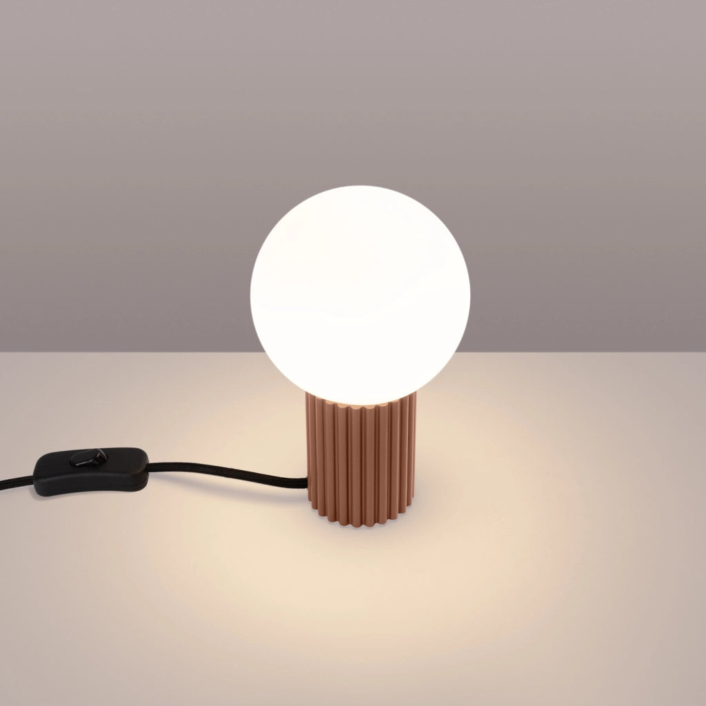 Lampada da tavolo SFERA mocca sfera vetro bianco G9