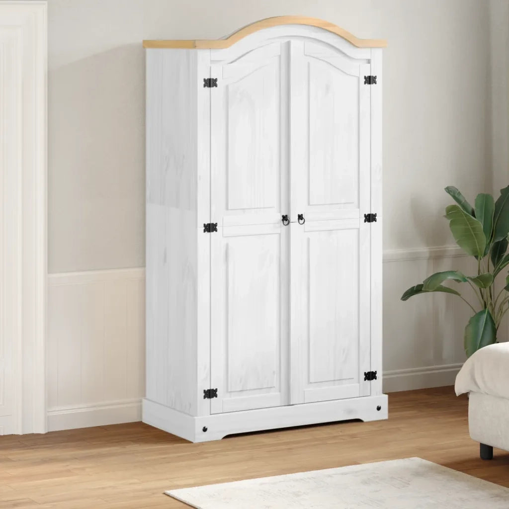 Armadio Corona Bianco 102x52x186 cm in Legno Massello di Pino CFW3247370