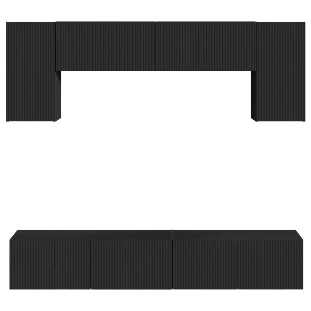 Set mobile TV Montaggio a parete 4 pcs Nero Legno multistrato 3409079