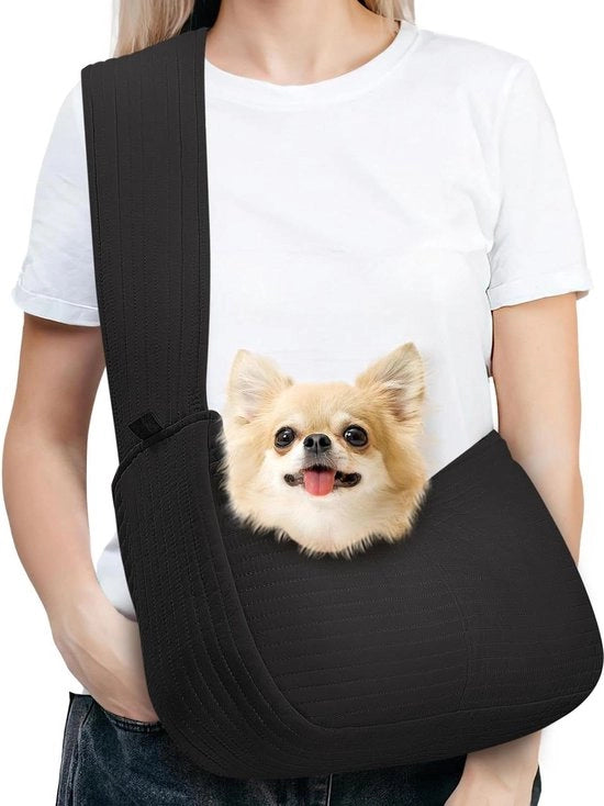 Borsa portacani per gatti - borsa portacani per cuccioli con cintura di sicurezza - fino a 45 kg - borsa portacani per cani all'aperto nera