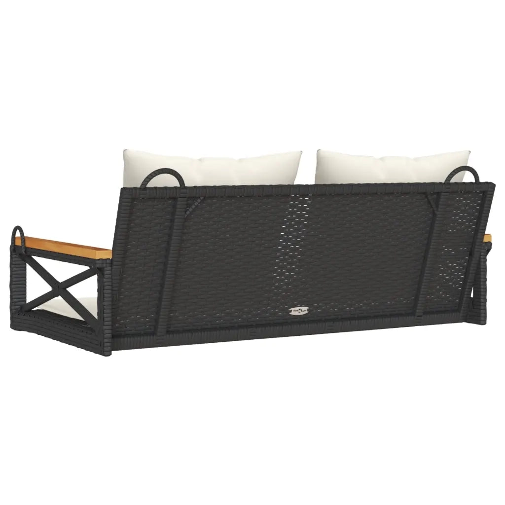 Panca da Giardino | Panchina a Dondolo con Cuscini Nera 109x62x40 cm in Polyrattan