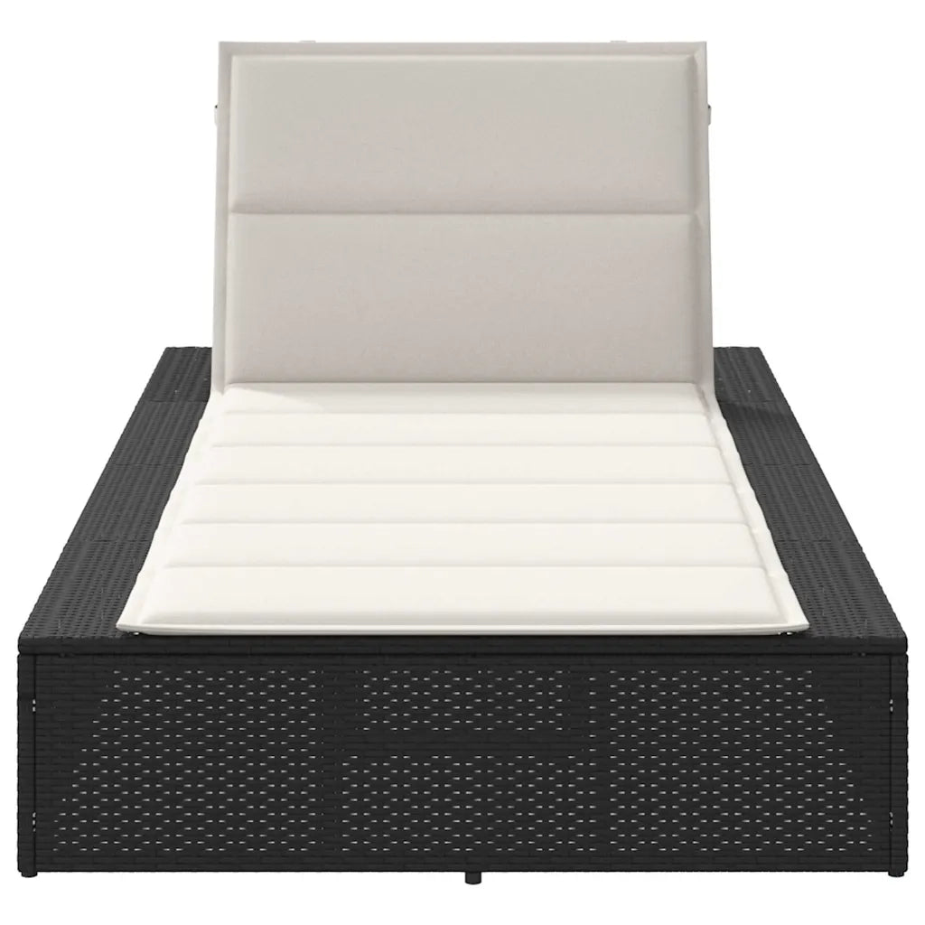 Lettino Prendisole con Cuscino Galleggiante Nero in Polyrattan 4104202