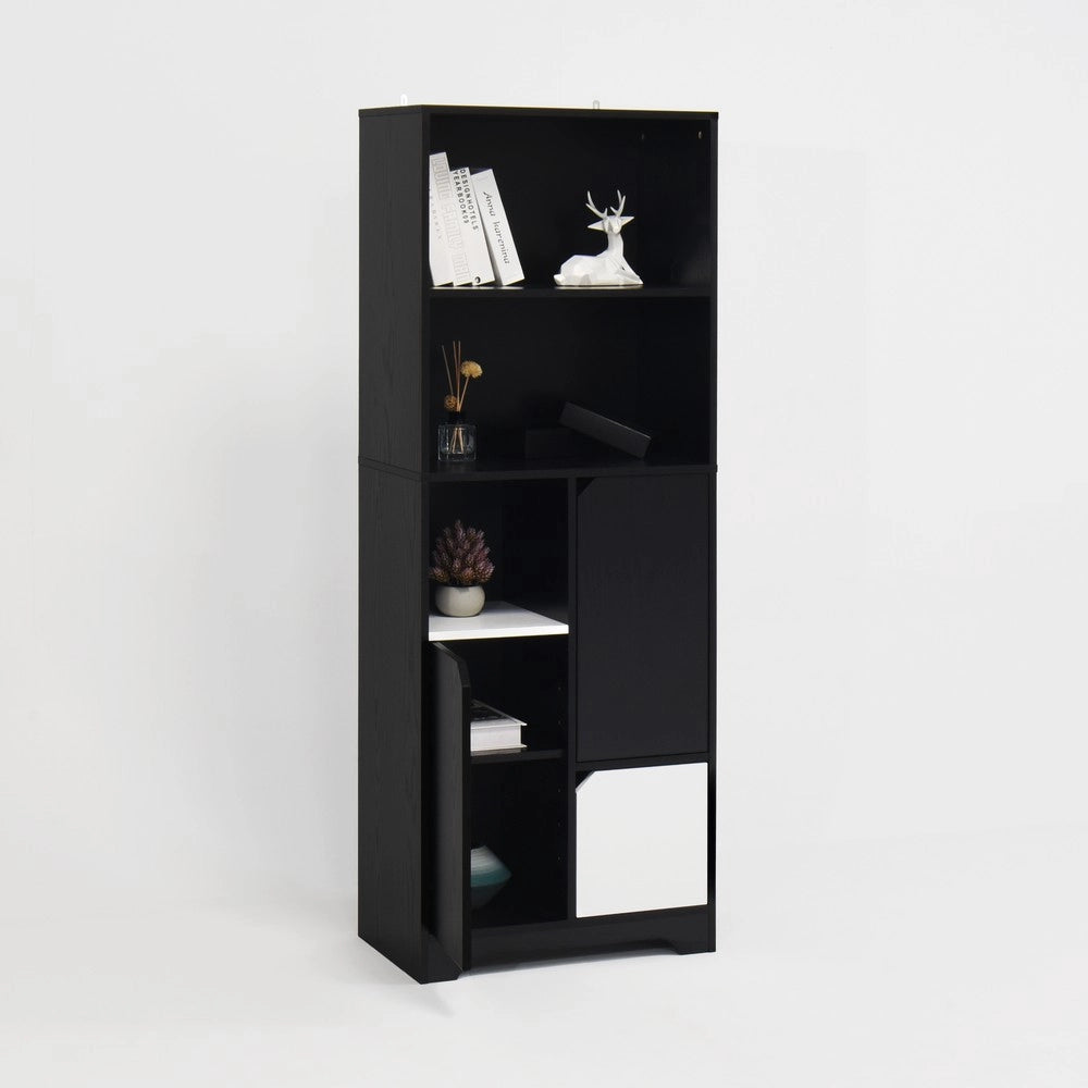 Libreria Multifunzionale con Ante, Cassetti e Ripiani ¨C MINIMAL ¨C Nero e Bianco, Stile Moderno, Soggiorno Ufficio