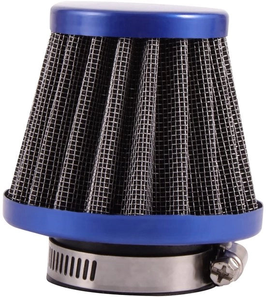 Filtro dell'aria per sostituzione 35mm - per 50cc/70cc/90cc/110cc/125cc - Carburatore PZ16/PZ19/PZ22 - Accessorio regolabile - Blu - Miglioramento delle prestazioni motoristiche - Filtro dell'aria per motori