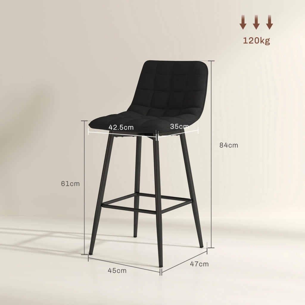 Sgabelli da Cucina in Tessuto e Metallo ¨C zephmum ¨C Nero, 45x47x84 cm