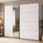 Armadio Camera da Letto Resiutta, Guardaroba Grande 2 Ripiani, 245x217.5h cm Bianco Opaco