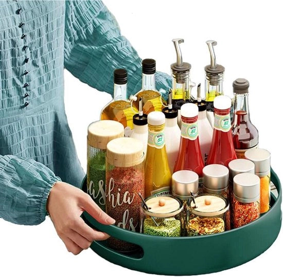 Kruidenrek rotante - ideale per cucina - 1 pezzo - verde - acciaio - 25 cm