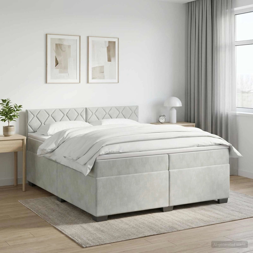 Letto box spring con materasso Grigio Chiaro 200 x 200 cm 3450788