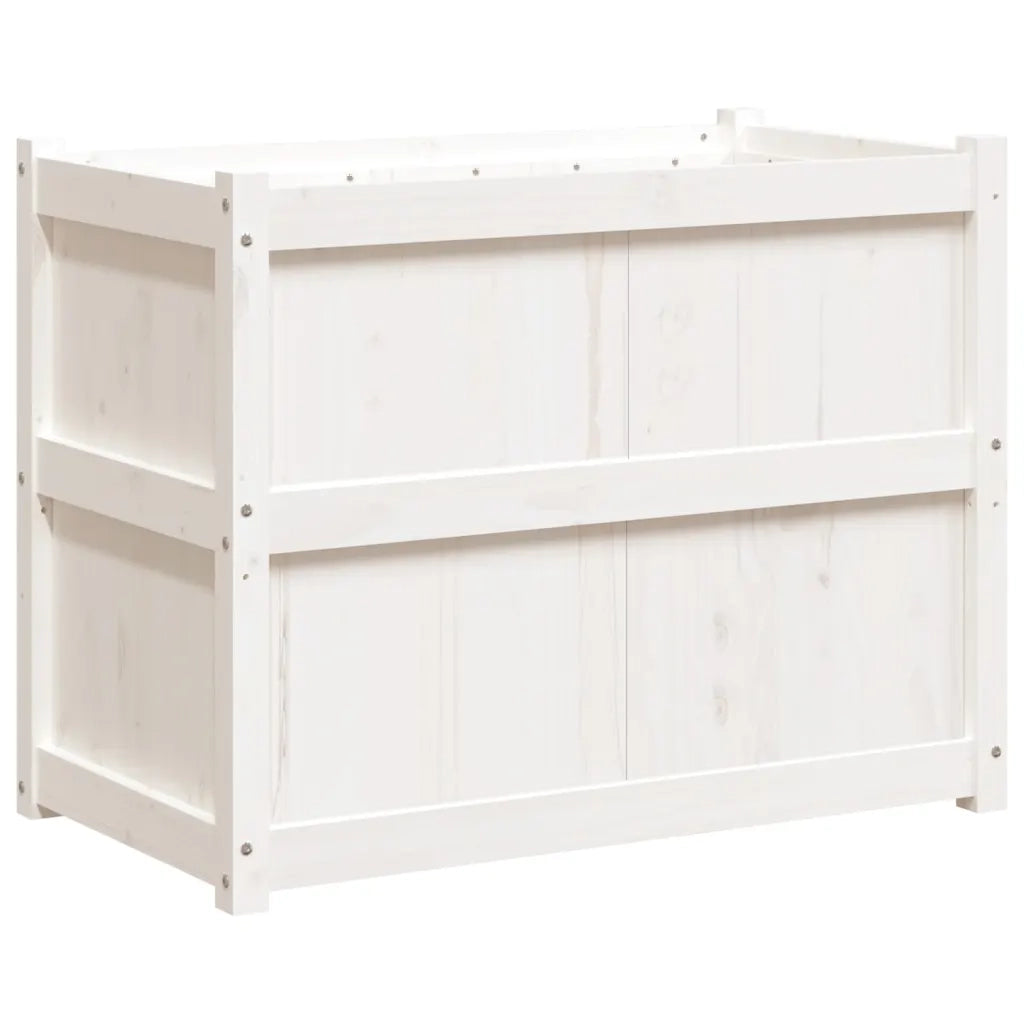 Fioriera | Cassetta per fiori | Vaso da Giardino Bianca 90x50x70 cm Legno Massello di Pino