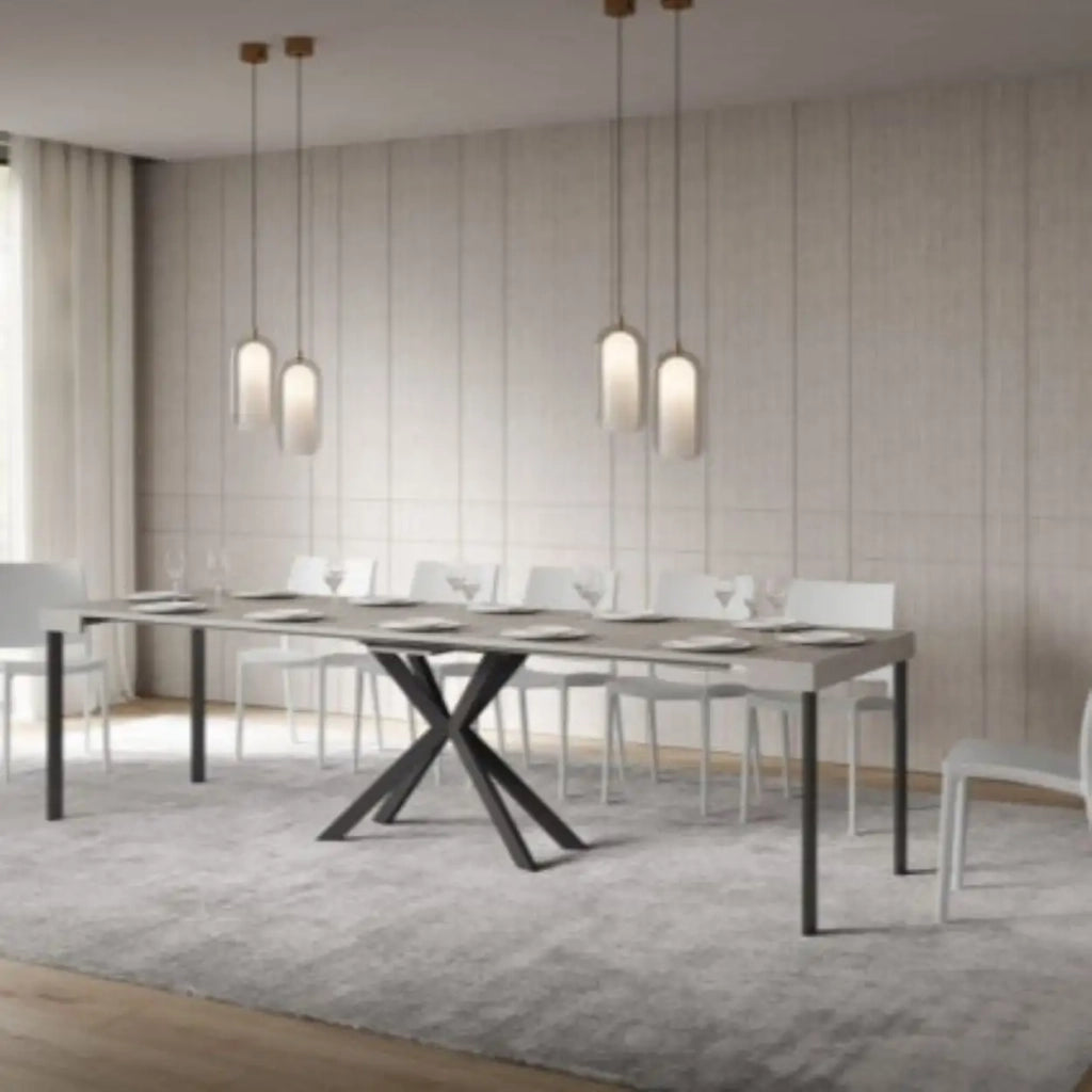 Consolle allungabile 90x40/300 cm Saki cashmere gambe antracite