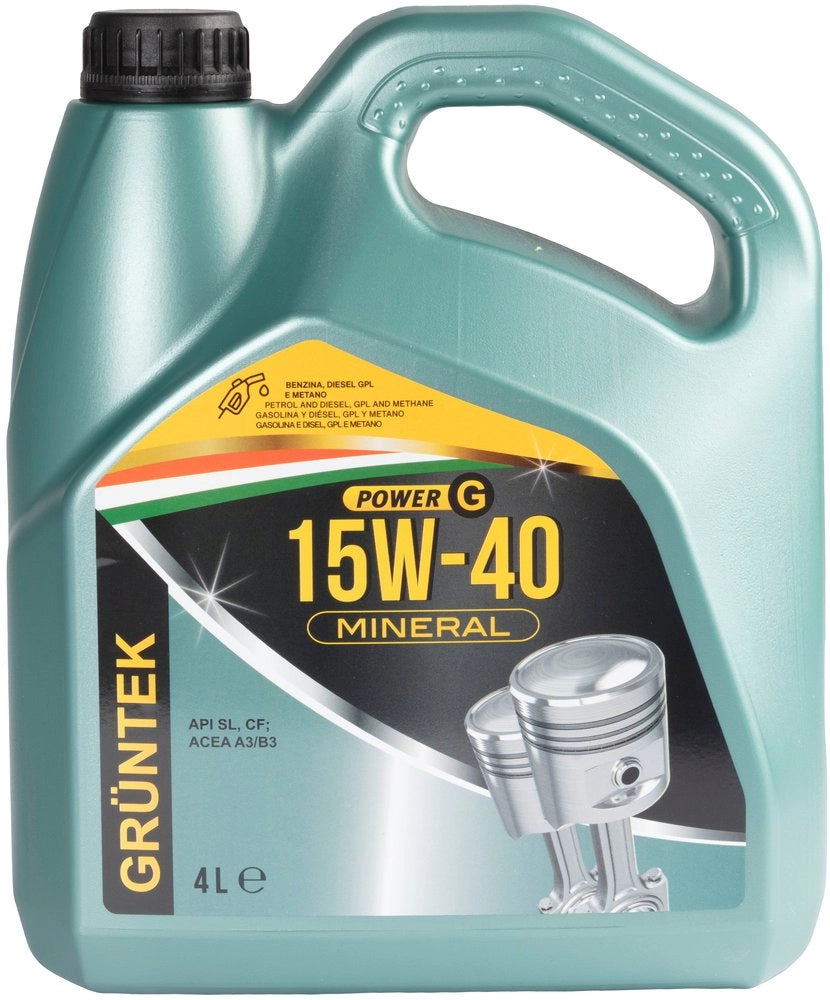 Nuovo lubrificante Power G 15W40 Gruntek capacitÃ  di 4L per autovetture e veicoli con benzina e Diesel