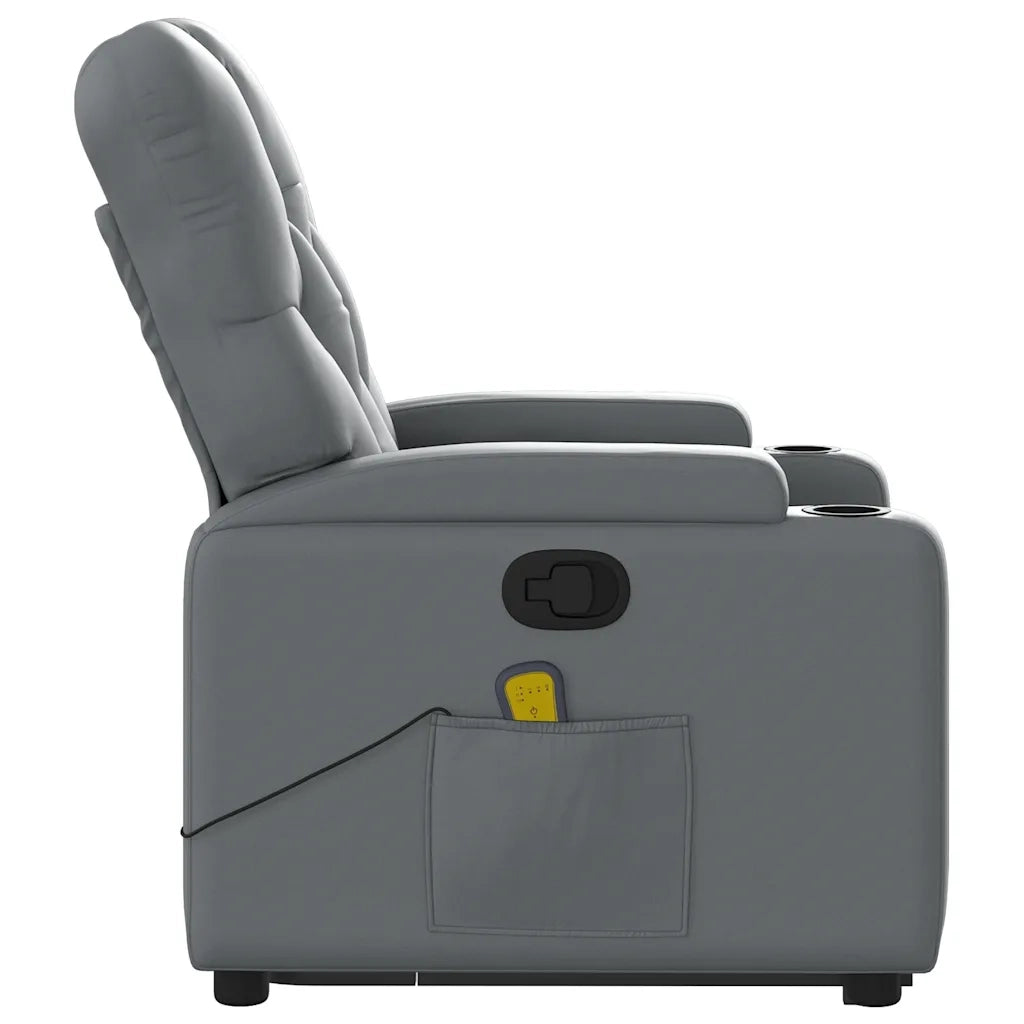 Poltrona Alzapersona Reclinabile Massaggio Grigio Similpelle 3204782
