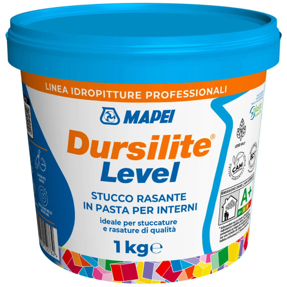 Stucco rasante acrilico dursilite level mapei per interni *** formato 1 kg, confezione 1