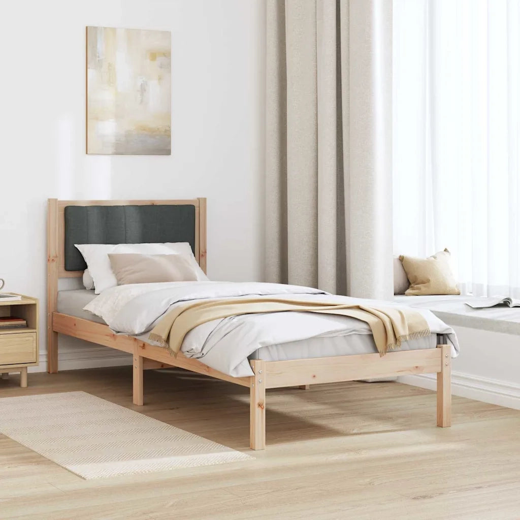 Letto con Testiera Rivestita Grigio scuro 75 x 190 cm 878300