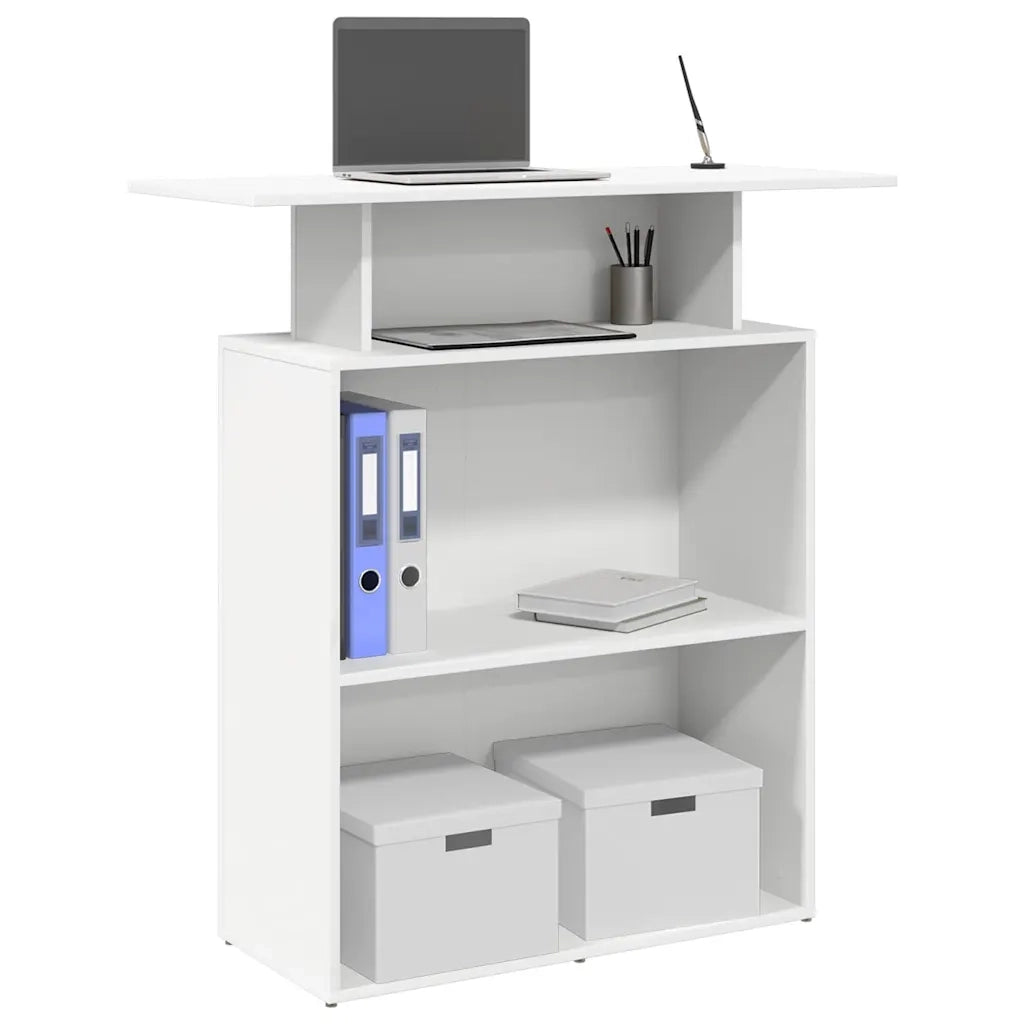 Scrivania | Tavolo da Ufficio per Reception Bianca 100x40x104 cm in Legno Massello