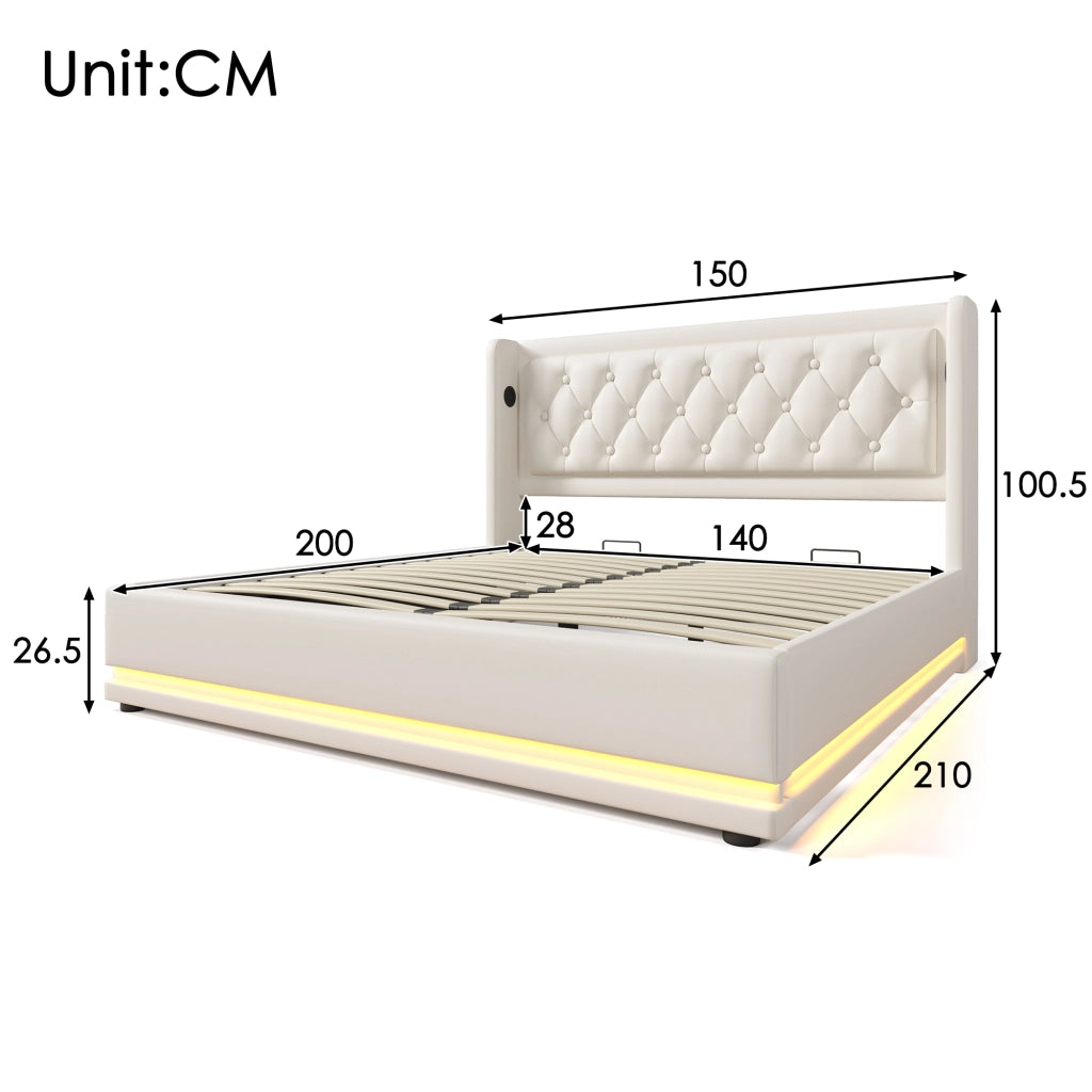 letto imbottito pu bianco 140 x 200 cm