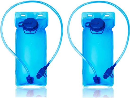 Sacca da acqua 2L - 2 pezzi - Sacca da bere - Sacca da bere per terra - Bocchetta anti-leak con beccuccio e tappo - Universale - Per campeggio, escursioni, bicicletta - Blu