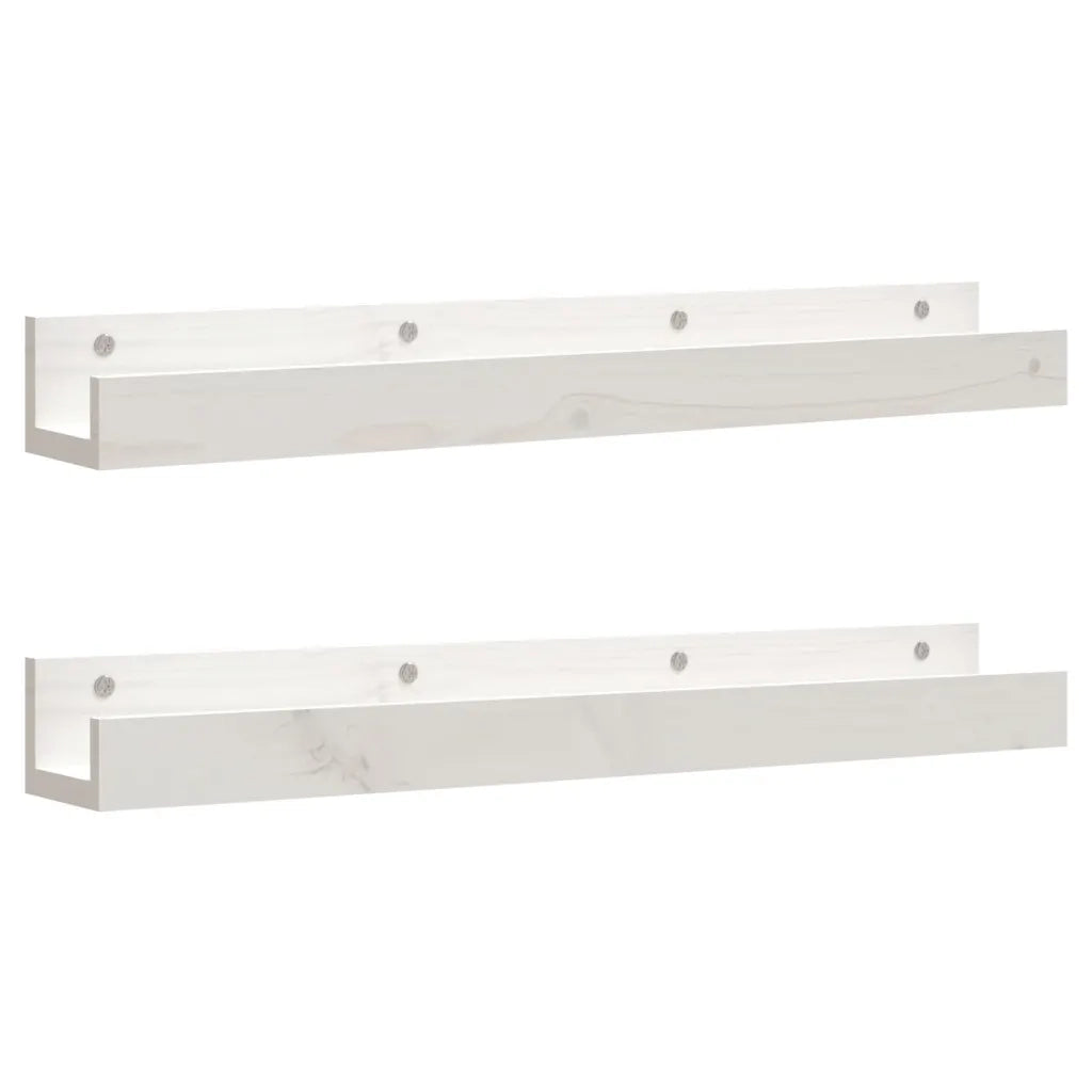 Mensole da Parete 2 pz Bianco 80x12x9cm Legno Massello di Pino cod mxl 33294